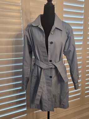 London Fog Light Blue Belted Trench Coat